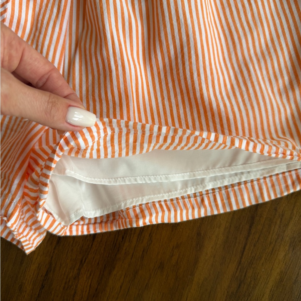 Women’s High Waist Striped Drawstring Shorts - Peach/White - Picture 4 of 6